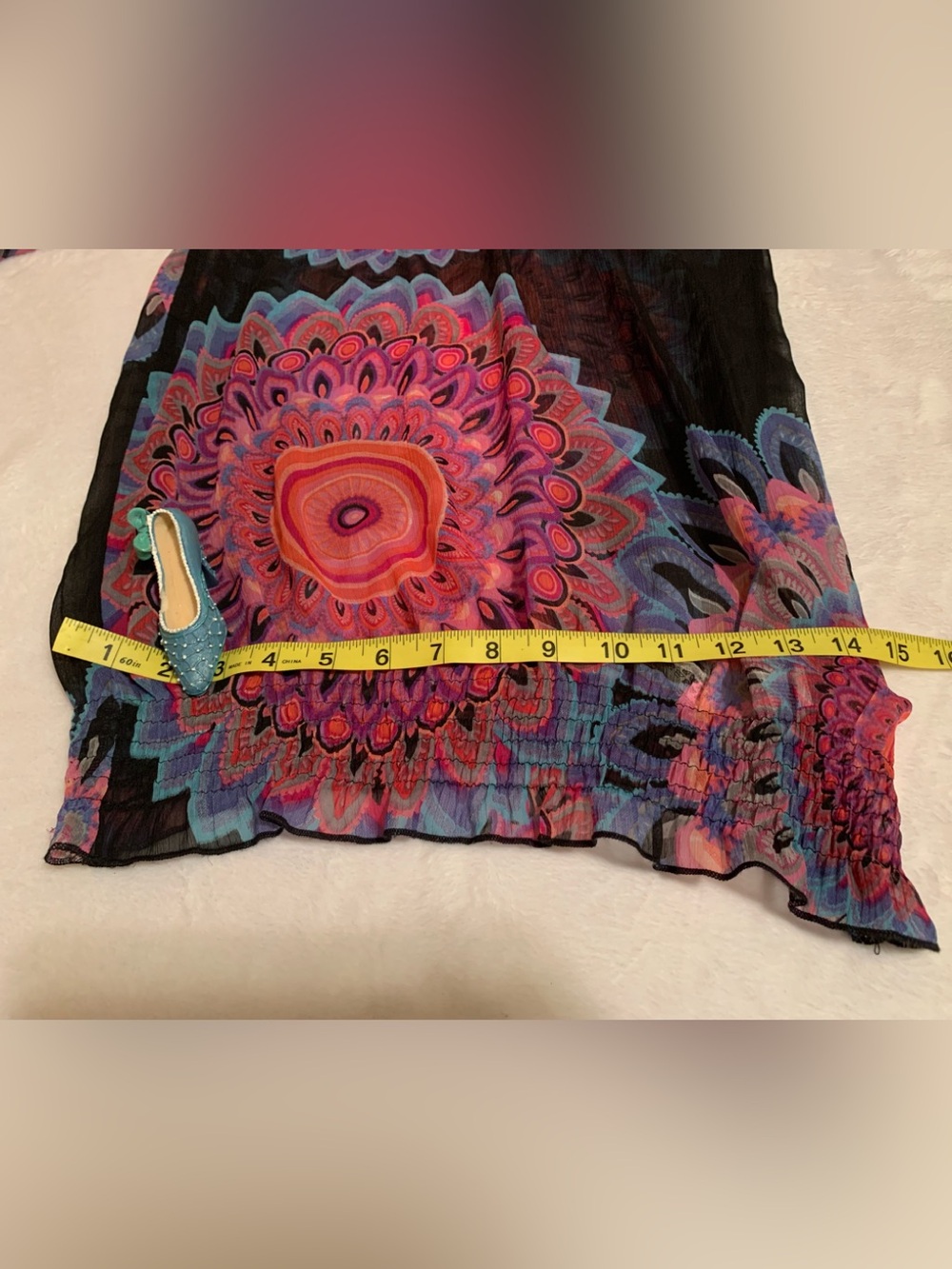 DESIGUAL Grecia ladies colorful sheer Vintage poly blouse size large  NWT - Picture 9 of 12